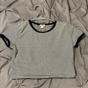 garage stripped crop top